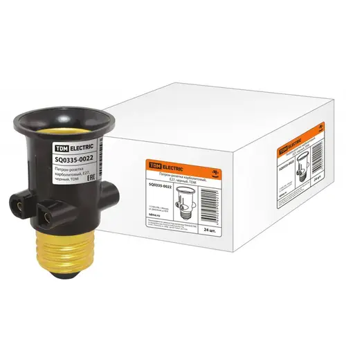 Переходник эл. патрон-розетка TDM карболит Е27 чёрн. SQ0335-0022 451984