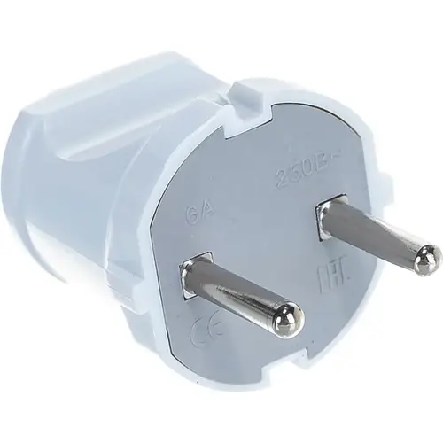 Вилка "Универсал" А113 АБС-пластик прямая белая 6А/250В 240851