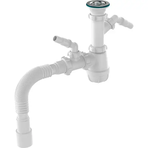Сифон 3015 B "Аквант" д/кух. 1 1/2" 40 с 2-мя отв. с/м с г.тр. 40х40/50 17613