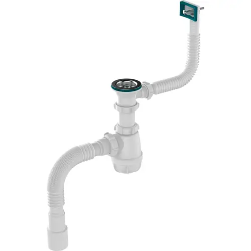 Сифон 0165 В "Аквант" д/кухни 1 1/2" 40 с перел. с г.тр. 40х40/50