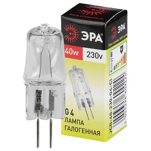 Лампа галогеновая G4-JCD-40W-230V ЭРА 010280