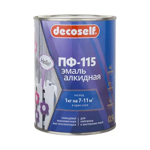 Эмаль ПФ 115 ПУФАС Decoself Жёлтая 0,9кг