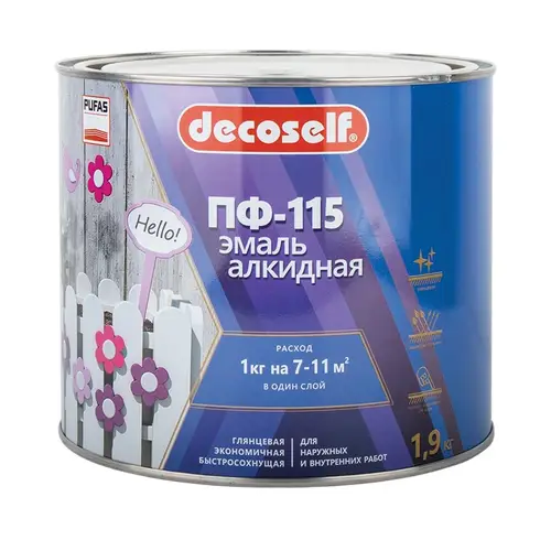 Эмаль ПФ 115 ПУФАС Decoself Жёлтая 1,9кг