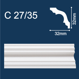 Плинтус потолочный 27 /35 C 32х32 2м Солид 100472